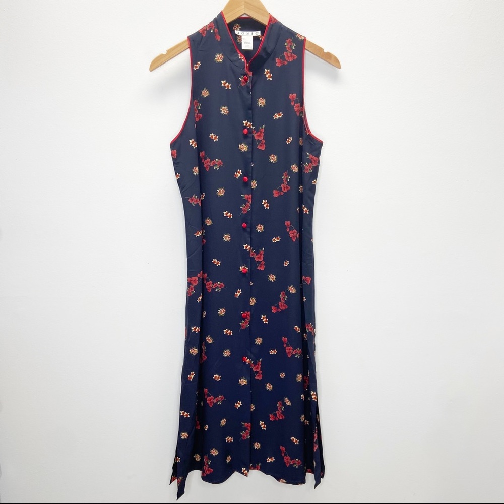VTG Josie Natori Cheongsam Floral Dress